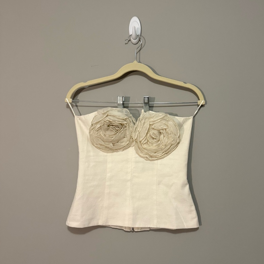Cream Floral Bustier Top